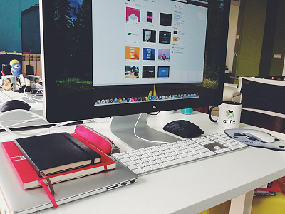 New workspace at Anfix HQ anfix apple mac mac os x macbook moleskine office os x pantone photo workspace workspaces