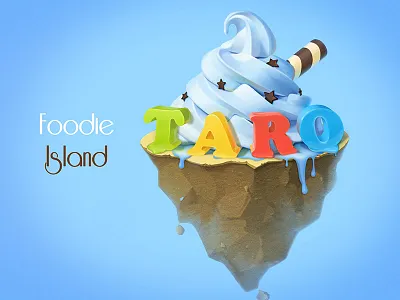 Foodie Island End blue candy chocolate colorful cookies food ice cream illustration island sky taro