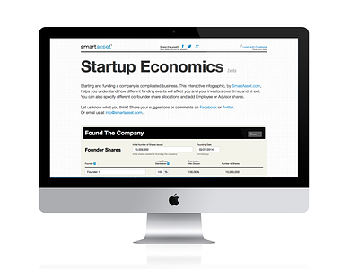 Startup Economics calculator economics equity info graphic infographic interactive startup tool ui user experience user interface ux