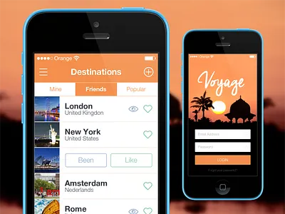 iOS7 List Screen app flat gradient ios ios7 iphone iphoneapp list travel ui user interface