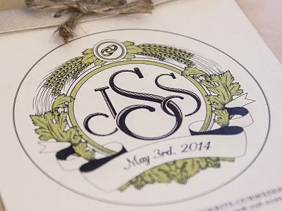 Wedding Logo 2 brewery hops leaves logo monogram rings wedding wheat