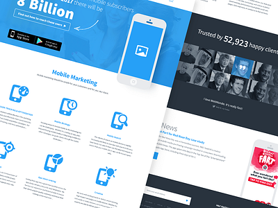 Mobile services landing page freelancer icons landing mobile responsive ui