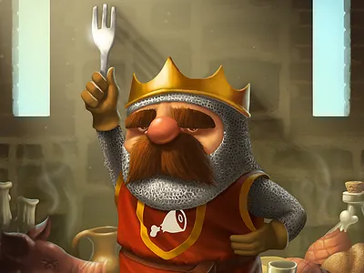 King of Moorham castle character design food fork ham illustration king medieval pig