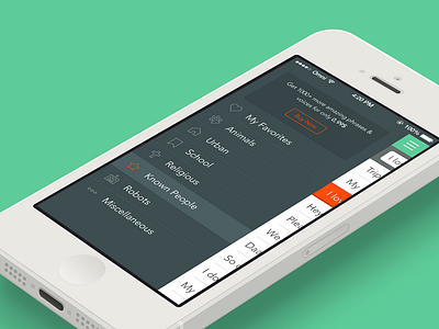 phrases & voices app app deiv favorites hamburger iphone5 mockup phrases side menu voice