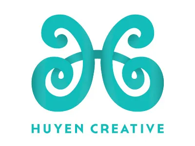 Huyen Creative Logo blue branding butterfly creative identity logo