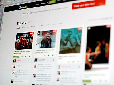 Explore page for a local citizen journalism webapp column explore webapp website