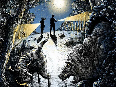 Avett Brothers WV bear diy dog limited edition moon raccoon screenprint woods