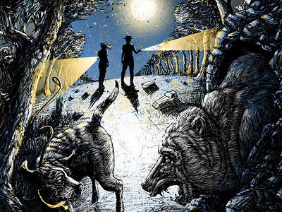 Avett Brothers WV bear diy dog limited edition moon raccoon screenprint woods