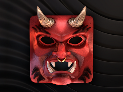 Oni Mask Icon 3d blender cycles icon japan mask oni render tengu yokai