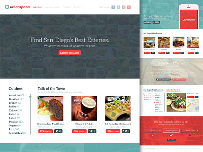 Urbanspoon Homepage app brand refresh branding food mobile restaurant spoon ui urbanspoon ux web wip