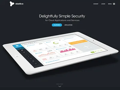 Elastica - home application cloud home homepage ipad it menu security service simple technology video