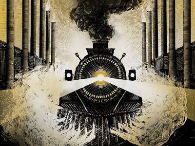 Avett Brothers Pittsburgh diy folk iron limited edition screenprint smoke steel train