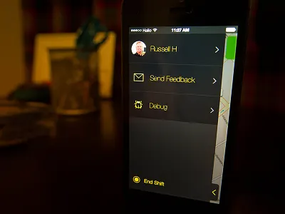 Driver 2 - Navigation black dark hailo ios iphone map menu mobile photo sketchapp ui yellow