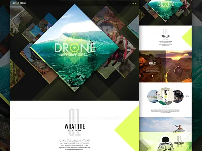 Hello Full angle art direction creative direction diagonals diamond drone snowboard surf typography video web white space