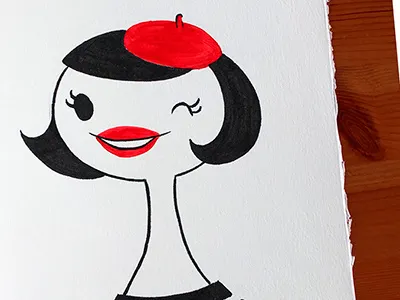 Tres chic! acrylic character girl glamurous handmade ink party portrait starlet starlette woman