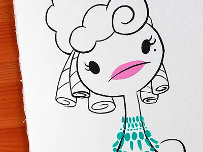 Marie acrylic character girl glamurous handmade ink party portrait starlet starlette woman