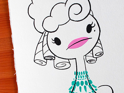 Marie acrylic character girl glamurous handmade ink party portrait starlet starlette woman
