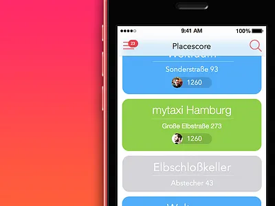 Placescore List View game ios list view location based placescore
