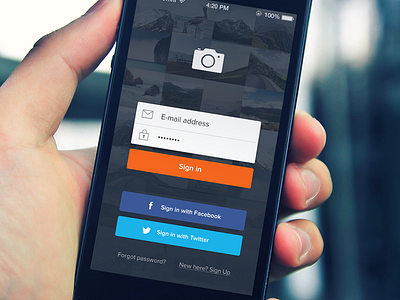 Sign In 3 app buttons camera deiv download free ios7 login photo psd sign in ui