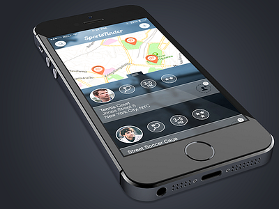 Sportsfinder App app blurry background icons modern sleek sport
