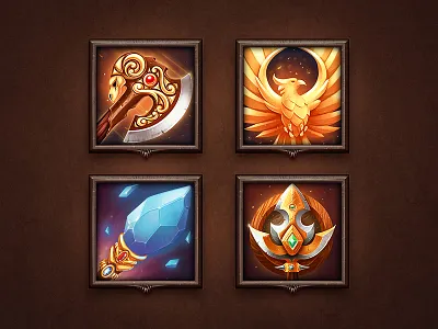 Icon Set background glow gold icon illustration light metal rpg shine sketch weapon wood