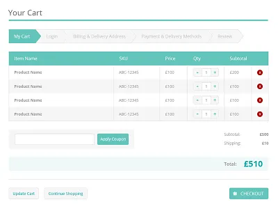 Store Cart Update cart checkout design ecommerce green order shopping store website