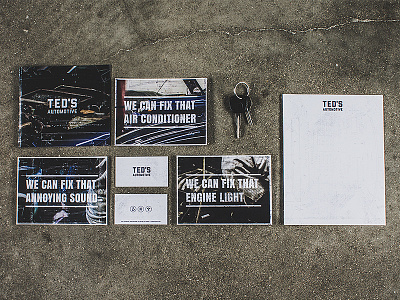 Ted's Automotive Branding automotive branding brochure business car local logo repair shop simple standards texture
