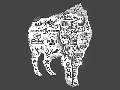 SXSW Buffalo Lounge VIP shirt american bison buffalo hand drawn illo illustration the buffalo lounge truly oklahoman type typography