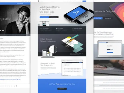 Apptimize.com ab testing android app dashboard graph homepage interface iphone landing page marketing mobile application website