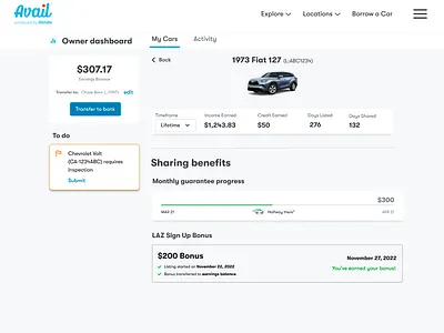 Owner Dashboard Bonus system branding design ui website