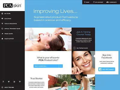 PCA dashboard modular tiles skin care