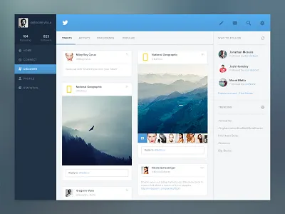 Twitter discover concept app flat minimal photos profile redesign simple tweet ui ux web app