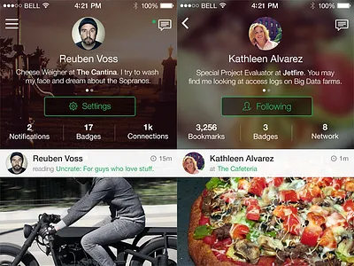User Profiles feed mobile profile ui