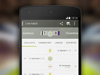 Live score experiment android app football live score mobile ui
