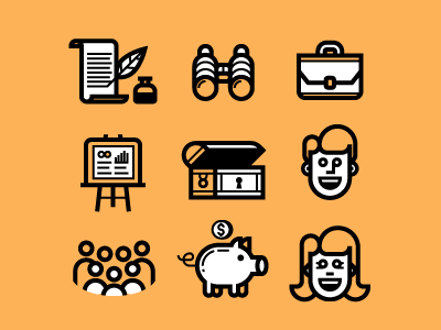 Unused Icons bank boy brief chart chest girl icons moran orange pig piggy script
