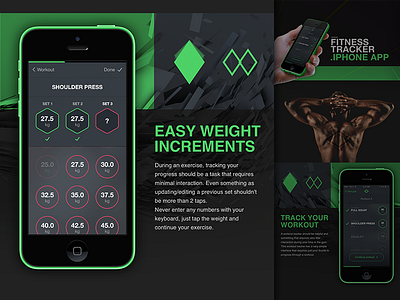 Fitness Tracker - Full Page app bodybuilding clean exercise fitness flat header ios7 iphone tracker website workout