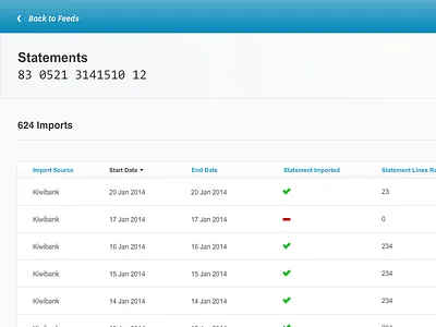 Xero Bank Feeds - Statement History banking sort table ui ux xero