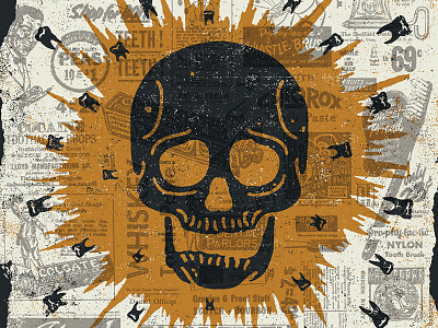 The Hold Steady Poster dentistry illustration newspaper skull teeth texture
