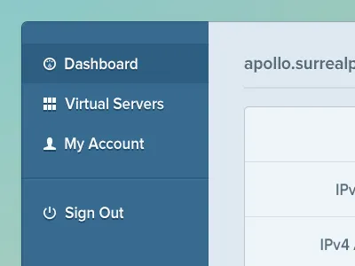 VPS Dashboard blue control panel dashboard icons user interface vps vps dashboard