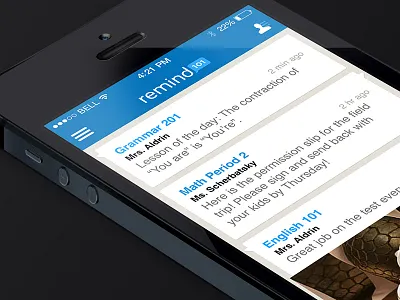 Feed app bubble feed ios ios7 message messages mobile remind101 ui update ux