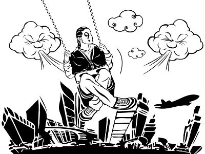 Unknown Dream black and white bw illustration illustrator linoleum linoleum printing