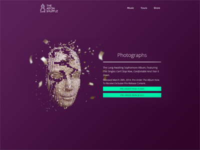 Aston Shuffle Artist Site fullscreen landing page music parallax parallax scrolling store video website