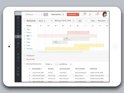 Vonigo - Schedule - Responsive calendar collapsed icons ipad layout list schedule view web app