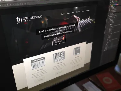 Orchestral Story - Website clean composing dark design engineering icons music note orchestra sound story website