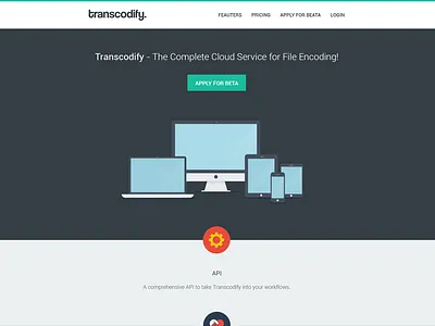 Landing Page clean flat icons layout minimal simple transcoder ui ux video web website
