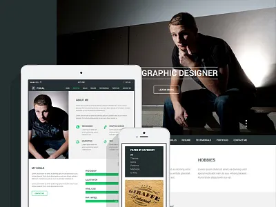 Focal Resume Theme cv flat design html portfolio responsive resume vcard web design