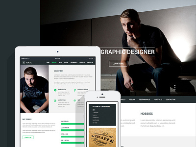 Focal Resume Theme cv flat design html portfolio responsive resume vcard web design