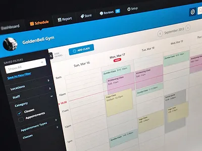 MB Schedule app appointments calendar class filter fitness gym schedule track web