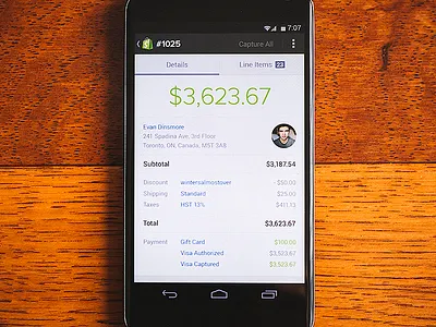 Shopify for Android android app clean flat green holo interface mobile shopify ui ux