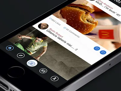 Spotter app blue bottom bar camera clean ios7 iphone photo profile